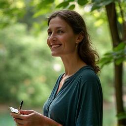 Elara Vance, a nature guide, leading a small group outdoors
